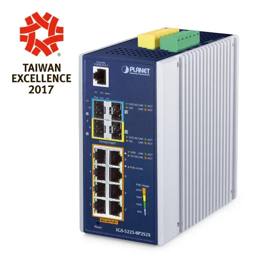 عکس نمونه سوئیچ صنعتی ۸ پورت PoE — IGS-5225-8P2S2X